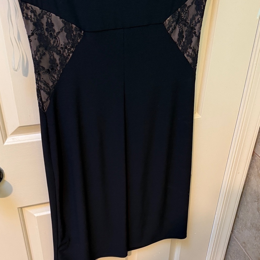 Chaps Black Midi Dress with Lace Accents - Picture 6 of 6